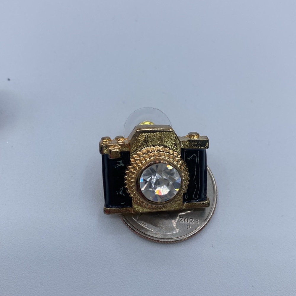 Camera Photo Charm Rhinestone Earring - Picture 4 of 4